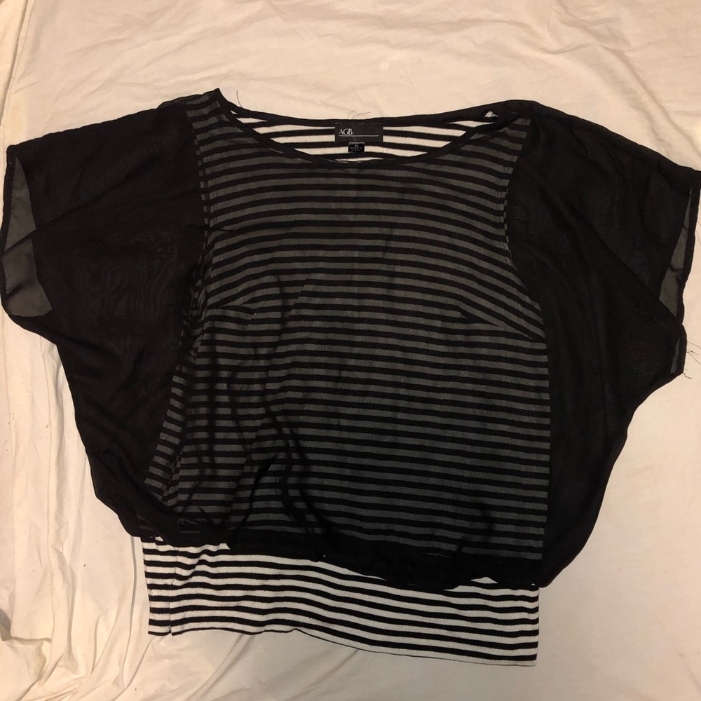 AGB striped layered blouse